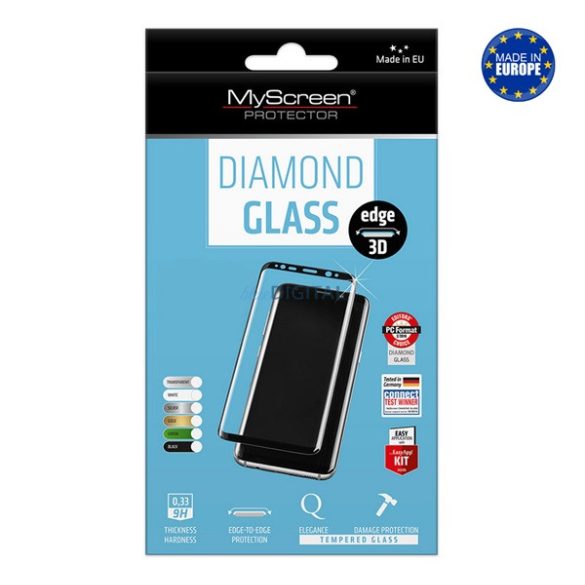 MYSCREEN DIAMOND GLASS EDGE képernyővédő üveg (3D full cover, íves, karcálló, 0.33 mm, 9H) FEKETE Honor 70