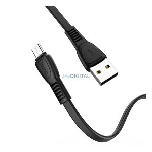 HOCO X40 adatkábel (USB - microUSB, 100cm, törésgátló, lapos kábel) FEKETE