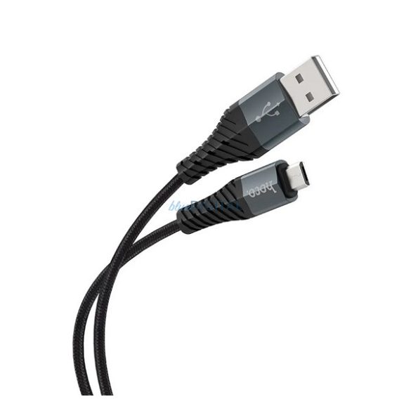 HOCO X38 adatkábel (USB - microUSB, 2.4A, gyorstöltő, 100cm, törésgátló) FEKETE