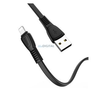 HOCO X40 adatkábel (USB - lightning, 100cm, törésgátló, lapos kábel) FEKETE