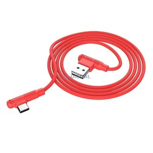 HOCO X46 adatkábel (USB - Type-C, 100cm, 90 fokos, szilikon, törésgátló) PIROS