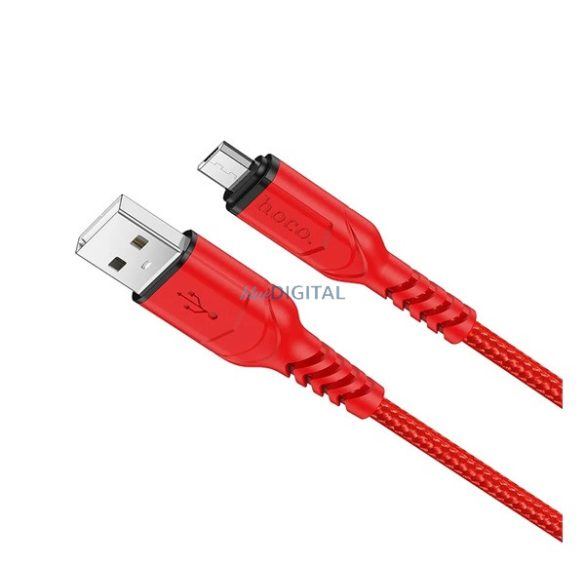 HOCO X59 adatkábel (USB - microUSB, 2.4A, gyorstöltő, 100cm) PIROS