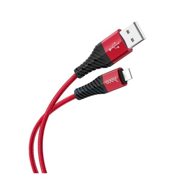 HOCO X38 adatkábel (USB - lightning, 2.4A, gyorstöltő, 100cm, törésgátló) PIROS Apple IPAD, iPhone 6 Plus 5.5, iPhone SE (2016)