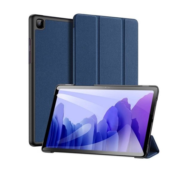 DUX DUCIS DOMO tok álló, bőr hatású (aktív FLIP, oldalra nyíló, TRIFOLD, asztali tartó, textil minta) SÖTÉTKÉK Samsung Galaxy Tab A7 10.4 (2020) WIFI SM-T500, Samsung Galaxy Tab A7 10.4 (2020) LTE SM-T505, Samsung Galaxy Tab A7 10.4 (2022) WIFI SM-T5