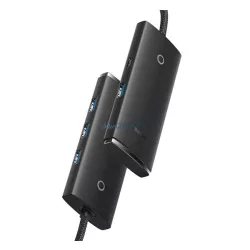   BASEUS LITE USB HUB 4in1 (aktív, 4 USB aljzat 3.0, Type-C kábel, 100cm) FEKETE
