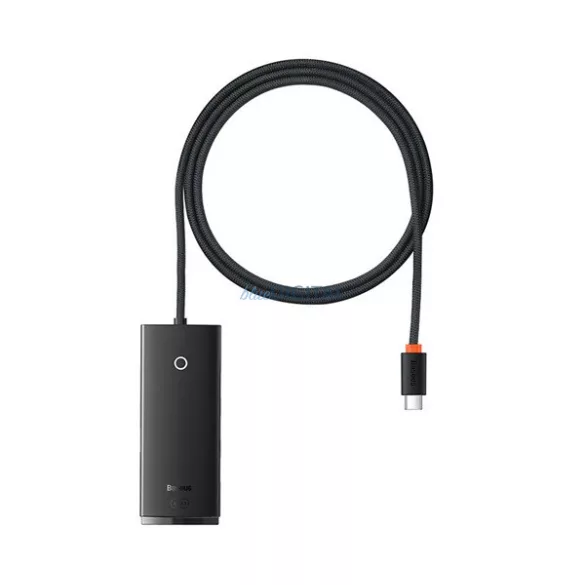 BASEUS LITE USB HUB 4in1 (aktív, 4 USB aljzat 3.0, Type-C kábel, 100cm) FEKETE