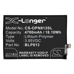   CAMERON SINO Li-Polymer akku (3.85V/4700mAh, Oneplus BLP813 kompatibilis) FEKETE OnePlus Nord N100