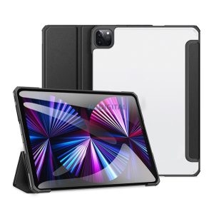 DUX DUCIS COPA tok álló, bőr hatású (aktív FLIP, oldalra nyíló, TRIFOLD asztali tartó funkció) FEKETE Apple IPAD Pro 11 (2018), Apple IPAD Pro 11 (2020), Apple IPAD Pro 11 (2021)