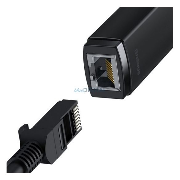 BASEUS LITE adapter kábel (Ethernet aljzat - USB 3.0, RJ45, 1000MB/s, LAN, 10cm) FEKETE