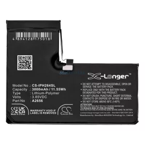 CAMERON SINO Li-Polymer akku (3.85V/3000mAh, Apple A2656 kompatibilis) FEKETE Apple iPhone 13 Pro