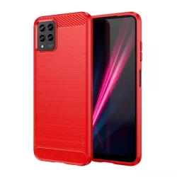   MOFI szilikon telefonvédő (közepesen ütésálló, légpárnás sarok, szálcsiszolt, karbon minta) PIROS T Phone Pro 5G (2022), T Phone Pro 5G (2023)