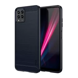   MOFI szilikon telefonvédő (közepesen ütésálló, légpárnás sarok, szálcsiszolt, karbon minta) SÖTÉTKÉK T Phone Pro 5G (2022), T Phone Pro 5G (2023)