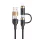 USAMS U62 adatkábel (USB/Type-C - lightning/Type-C, 60W, PD gyorstöltő, 120cm) FEKETE