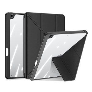 DUX DUCIS MAGI ORIGAMI tok álló, bőr hatású (aktív FLIP, oldalra nyíló, TRIFOLD, asztali tartó, ceruza tartó) FEKETE Apple IPAD 10.2 (2019), Apple IPAD 10.2 (2020), Apple IPAD 10.2 (2021)