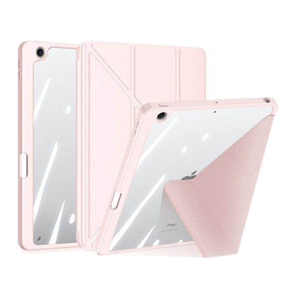 DUX DUCIS MAGI ORIGAMI tok álló, bőr hatású (aktív FLIP, oldalra nyíló, TRIFOLD, asztali tartó, ceruza tartó) RÓZSASZÍN Apple IPAD 10.2 (2021), IPAD 10.2 (2020), IPAD 10.2 (2019)