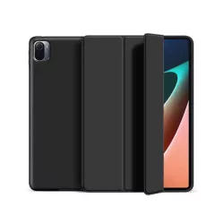   Tok álló, bőr hatású (FLIP, oldalra nyíló, TRIFOLD, asztali tartó) FEKETE Xiaomi Pad 5