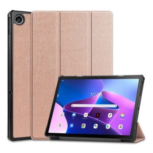 Tok álló, bőr hatású (aktív FLIP, oldalra nyíló, TRIFOLD, asztali tartó) ROZÉARANY Lenovo Tab M10 Plus (TB128) LTE, Lenovo Tab M10 Plus (TB125) WIFI