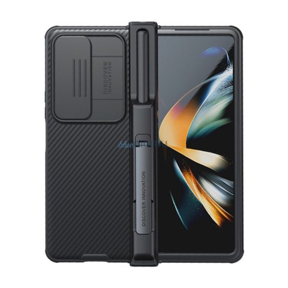 NILLKIN CAMSHIELD PRO MAGNETIC műanyag telefonvédő (közepesen ütésálló, kamera védelem, fémlemez, csíkos) FEKETE Samsung Galaxy Z Fold4 5G (SM-F936)