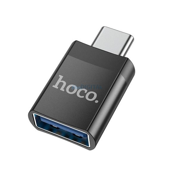 HOCO UA17 adapter (USB aljzat - Type-C, OTG, adatátvitel és töltés) FEKETE