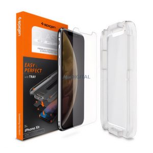 SPIGEN EZ FIT képernyővédő üveg (2.5D, tokbarát, ultravékony, 0.2mm, 9H + segédkeret) ÁTLÁTSZÓ Apple iPhone XR 6.1, Apple iPhone 11