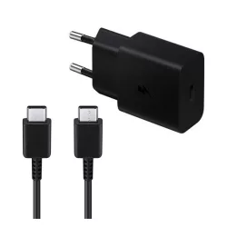   SAMSUNG hálózati töltő Type-C aljzat (15W, gyorstöltő + Type-C kábel) FEKETE