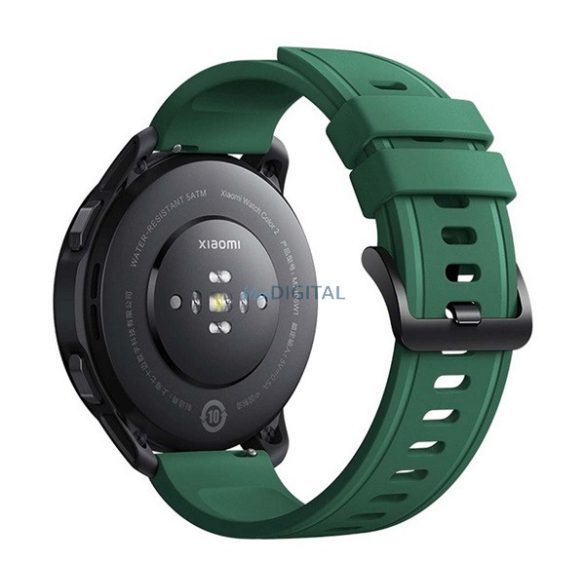 XIAOMI pótszíj (univerzális, 22 mm, szilikon, állítható, izzadságálló) SÖTÉTZÖLD Xiaomi Watch S1 Active, Huawei Watch GT Active, Huawei Watch, Huawei Watch 2, Huawei Watch 2 Classic, Huawe