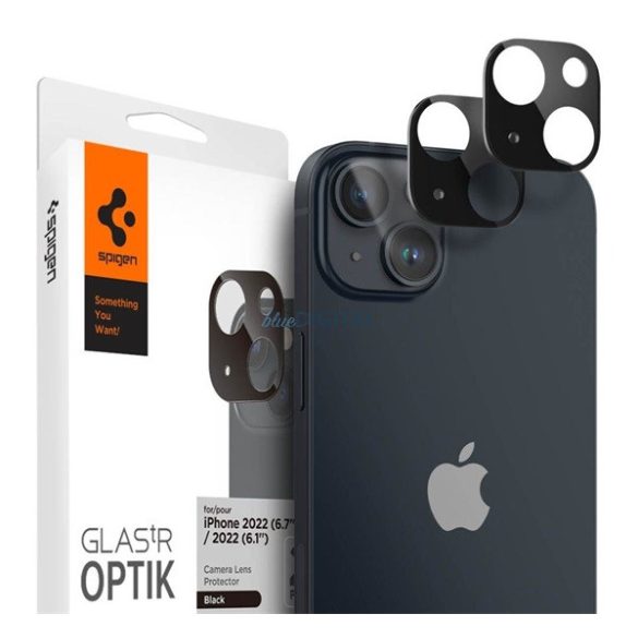SPIGEN OPTIK kameravédő üveg 2db (lekerekített szél, karcálló, 9H) FEKETE Apple iPhone 14, Apple iPhone 14 Plus
