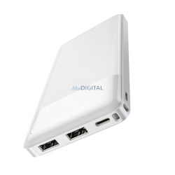   HOCO J72 vésztöltő 2 USB+Type-C aljzat (10000mAh, 10W, LED kijelző) FEHÉR