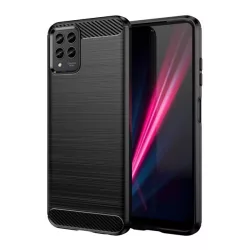   Szilikon telefonvédő (közepesen ütésálló, légpárnás sarok, szálcsiszolt, karbon minta) FEKETE T Phone Pro 5G (2022), T Phone Pro 5G (2023)