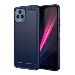   Szilikon telefonvédő (közepesen ütésálló, légpárnás sarok, szálcsiszolt, karbon minta) SÖTÉTKÉK T Phone 5G (2022), T Phone 5G (2023)