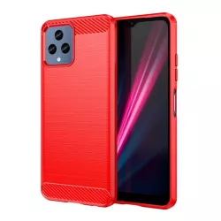   Szilikon telefonvédő (közepesen ütésálló, légpárnás sarok, szálcsiszolt, karbon minta) PIROS T Phone 5G (2022), T Phone 5G (2023)
