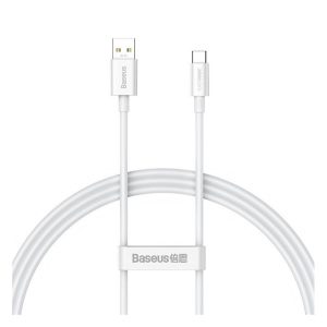 BASEUS SUPERIOR adatkábel (USB - Type-C, 65W, PD gyorstöltő, 100cm, törésgátló) FEHÉR