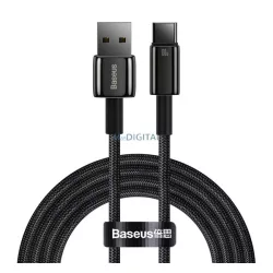   BASEUS TUNGSTEN GOLD adatkábel (USB - Type-C, 100W, gyorstöltő, 200cm, törésgátló) FEKETE