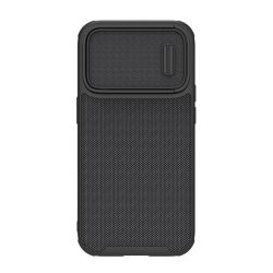   NILLKIN TEXTURED S műanyag telefonvédő (szilikon keret, 3D minta, kamera védelem, Magsafe rögzítésű) FEKETE Apple iPhone 14 Pro