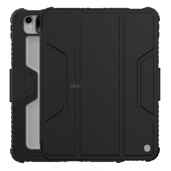 NILLKIN BUMPER PRO szilikon telefonvédő (aktív FLIP, ütésállóság, asztali tartó) FEKETE Apple IPAD 11 (2025), IPAD 10.9 (2022)