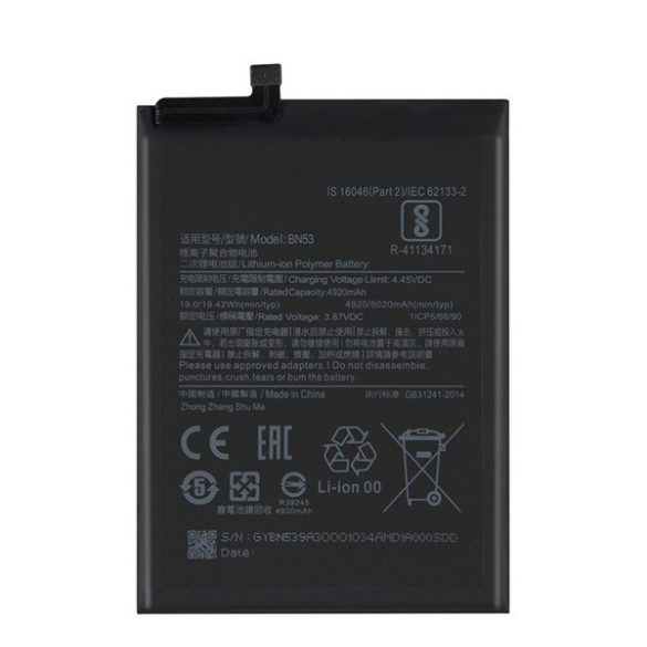 Akku 5020mAh LI-ION (BN52/BN53 kompatibilis) Xiaomi Redmi Note 9 Pro