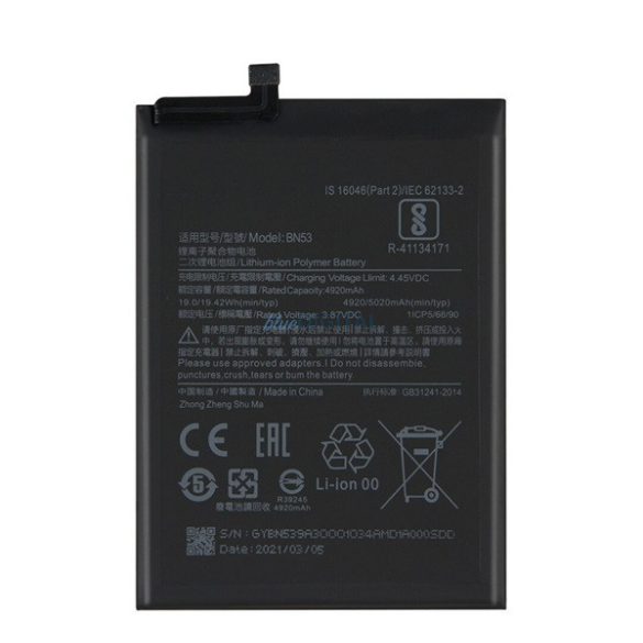 Akku 5020 mAh LI-ION (BN52 / BN53 kompatibilis) Xiaomi Redmi Note 9 Pro