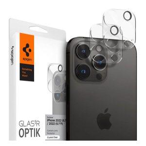 SPIGEN OPTIK kameravédő üveg 2db (lekerekített szél, karcálló, 9H) ÁTLÁTSZÓ Apple iPhone 14 Pro, Apple iPhone 14 Pro Max