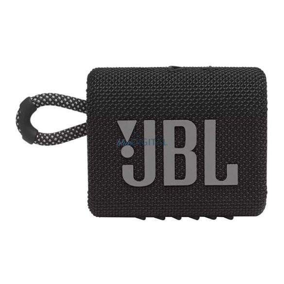 JBL GO3 bluetooth hordozható hangszóró (750 mAh belső akku, 4.2W teljesítmény, vízálló, porálló) FEKETE