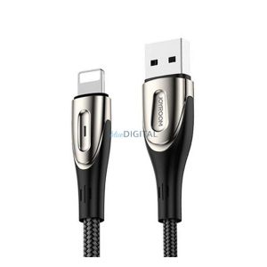 JOYROOM SHARP adatkábel (USB - lightning, 2.4A, gyorstöltő, 300cm, cipőfűző, LED jelzés) FEKETE Apple IPAD mini 2 , iPhone 6 4.7, IPAD Air 2