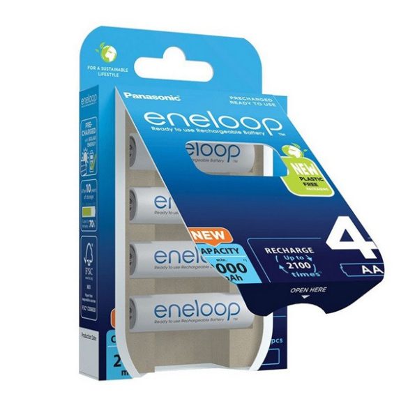 PANASONIC ENELOOP elem (AA, BK-3MCDE, 1.2V, 2000mAh Ni-MH, újratölthető) 4db/csomag