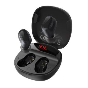 BASEUS ENCOK WM01 PLUS bluetooth fülhallgató SZTEREO (v5.3, TWS, mikrofon, cseppálló, mini, LED + töltőtok) FEKETE