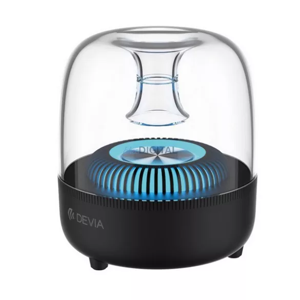 DEVIA bluetooth hordozható hangszóró (v5.0, 5W,/microSD kártyaolvasó, FM rádió, LED világítás) FEKETE