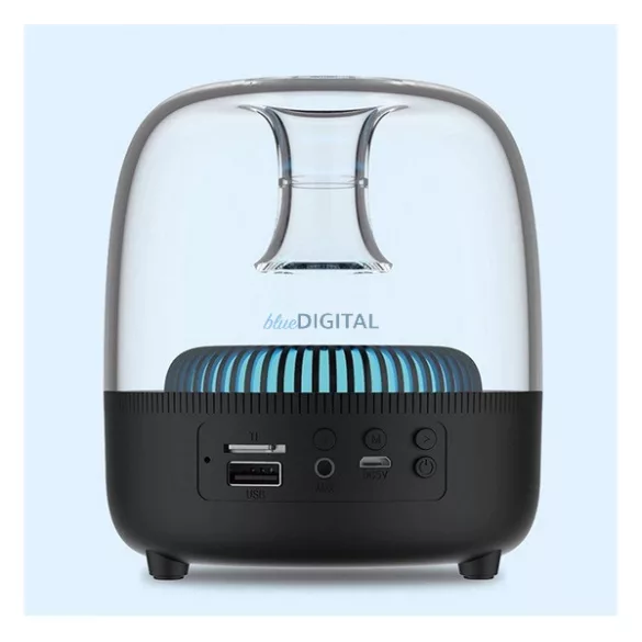 DEVIA bluetooth hordozható hangszóró (v5.0, 5W,/microSD kártyaolvasó, FM rádió, LED világítás) FEKETE