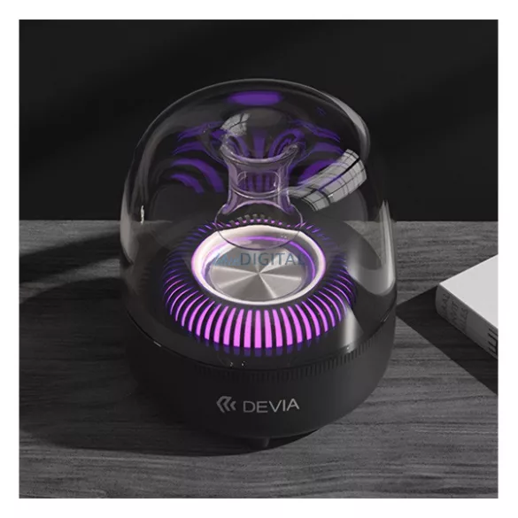 DEVIA bluetooth hordozható hangszóró (v5.0, 5W,/microSD kártyaolvasó, FM rádió, LED világítás) FEKETE