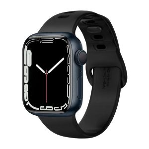 SPIGEN SILICONE FIT pótszíj (egyedi méret, nagy, szilikon, állítható) FEKETE Apple Watch Series 7 45mm, Apple Watch Series 8 45mm, Apple Watch Series 4 44mm, Apple Watch Series 5 44mm, Apple Watch Series 6 44mm, Apple Watch Series SE 44mm, Apple W