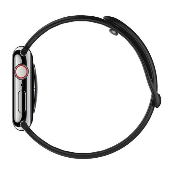 SPIGEN SILICONE FIT pótszíj (egyedi méret, nagy, szilikon, állítható) FEKETE Apple Watch Series 7 45mm, Apple Watch Series 8 45mm, Apple Watch Series 4 44mm, Apple Watch Series 5 44mm, Apple Watch Series 6 44mm, Apple Watch Series SE 44mm, Apple W