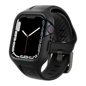 SPIGEN LIQUID AIR PRO szilikon óra keret (szilikon szíj, ütésállóság) FEKETE Apple Watch Series 7 41mm, Apple Watch Series 8 41mm, Apple Watch Series 9 41mm