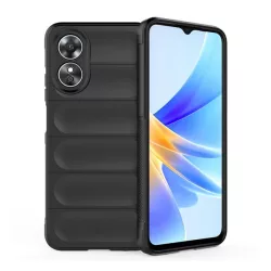   Szilikon telefonvédő (közepesen ütésálló, kamera védelem, 3D minta) FEKETE Oppo A17