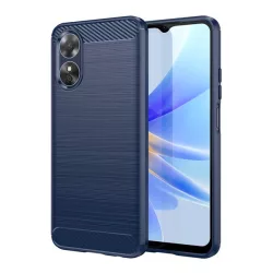   Szilikon telefonvédő (közepesen ütésálló, légpárnás sarok, szálcsiszolt, karbon minta) SÖTÉTKÉK Oppo A17